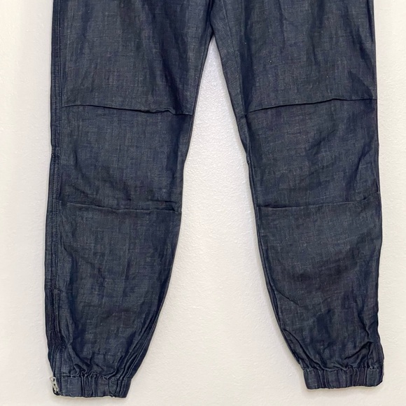 Nili Lotan Cropped French Military Pant Low Rise Cotton Linen Chambray Indigo 4 - Picture 4 of 16